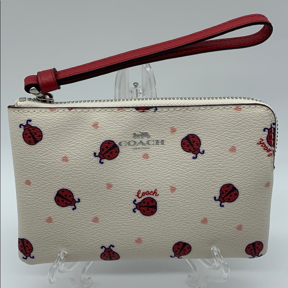 COACH Corner Zip Wristlet With Ladybug Print - Picture 2 of 16